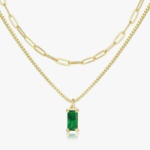 Layered Chain & Cubic Zirconia Necklace Set